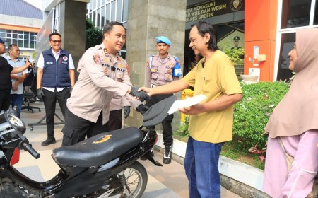Polres Gresik Kembalikan 3 Motor Korban Curanmor dan Begal Tanpa Biaya