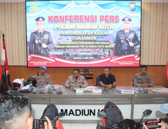 Polres Madiun Kota Ungkap 3 Kasus Curanmor 4 Orang Residivis Diamankan