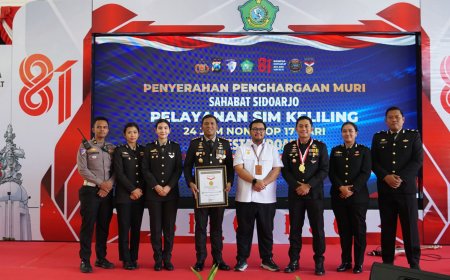 Polresta Sidoarjo Cetak Prestasi Nasional, Layanan SIM Keliling 24 Jam Nonstop Sabet Rekor MURI