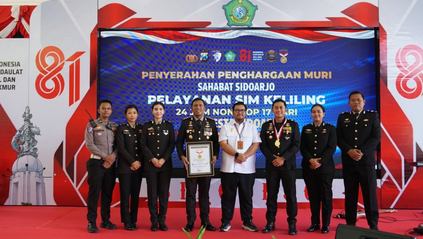 Polresta Sidoarjo Cetak Prestasi Nasional, Layanan SIM Keliling 24 Jam Nonstop Sabet Rekor MURI